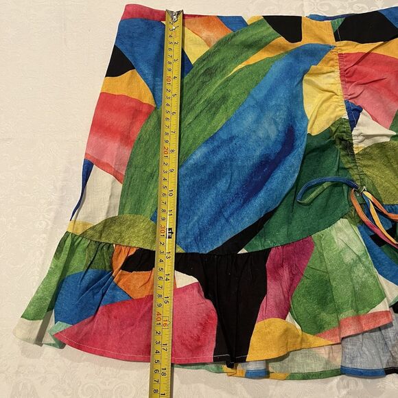 H&M short skirt size 14 Colorful Beach Vacation Linen Blend NWT - Picture 4 of 8